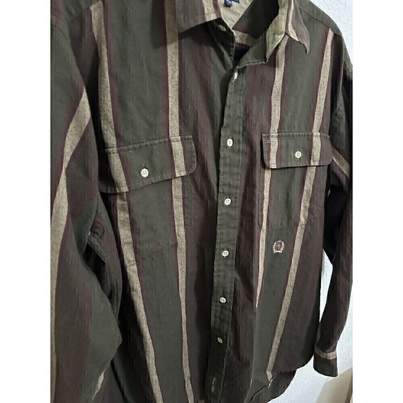 Tommy Hilfiger Button Down Shirt Size Medium Mens Long Sleeve Collared Pockets - Picture 6 of 6